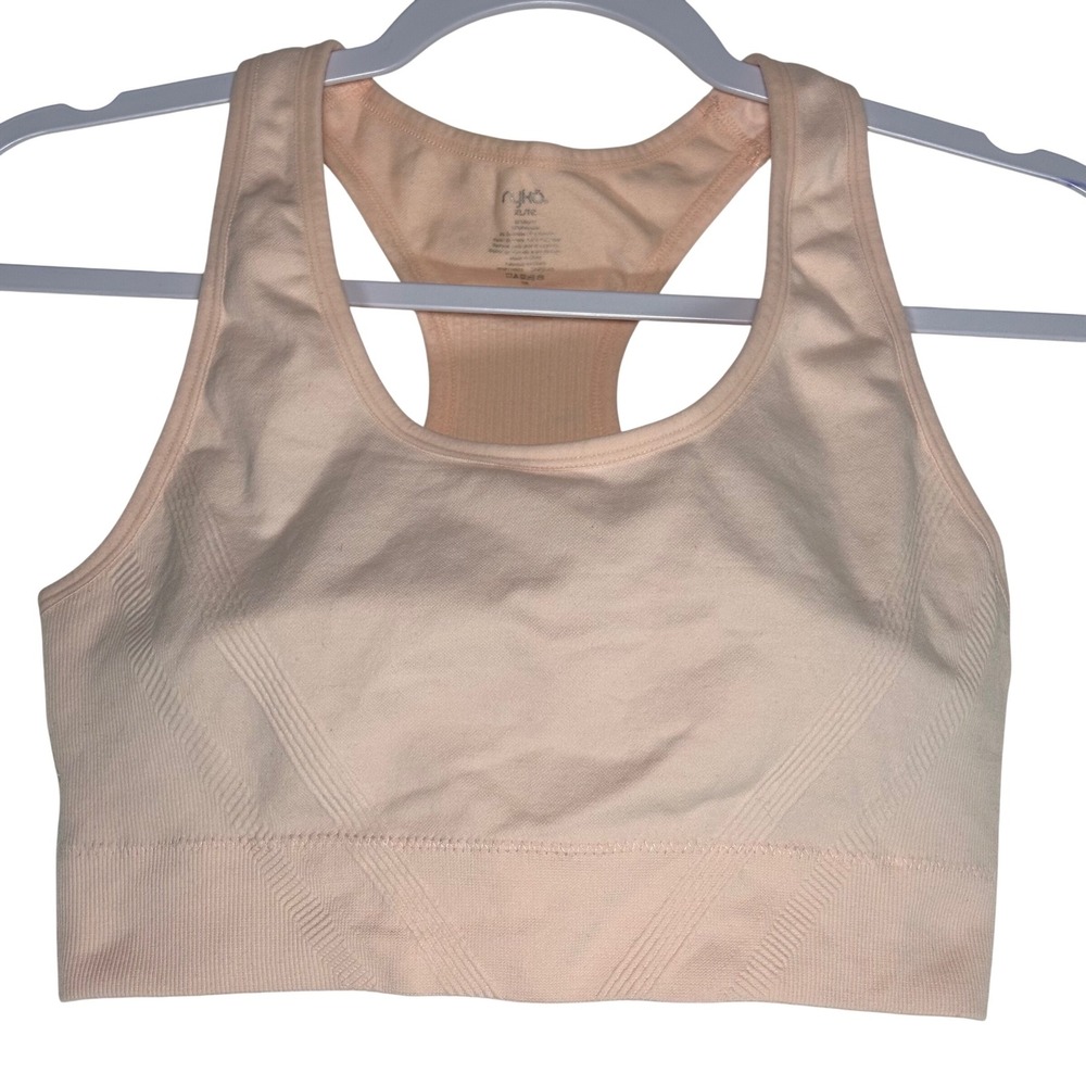 Ryka Womens Seamless‎ Racerback Sports Bra Peach Pink XL Compression Yoga Gym